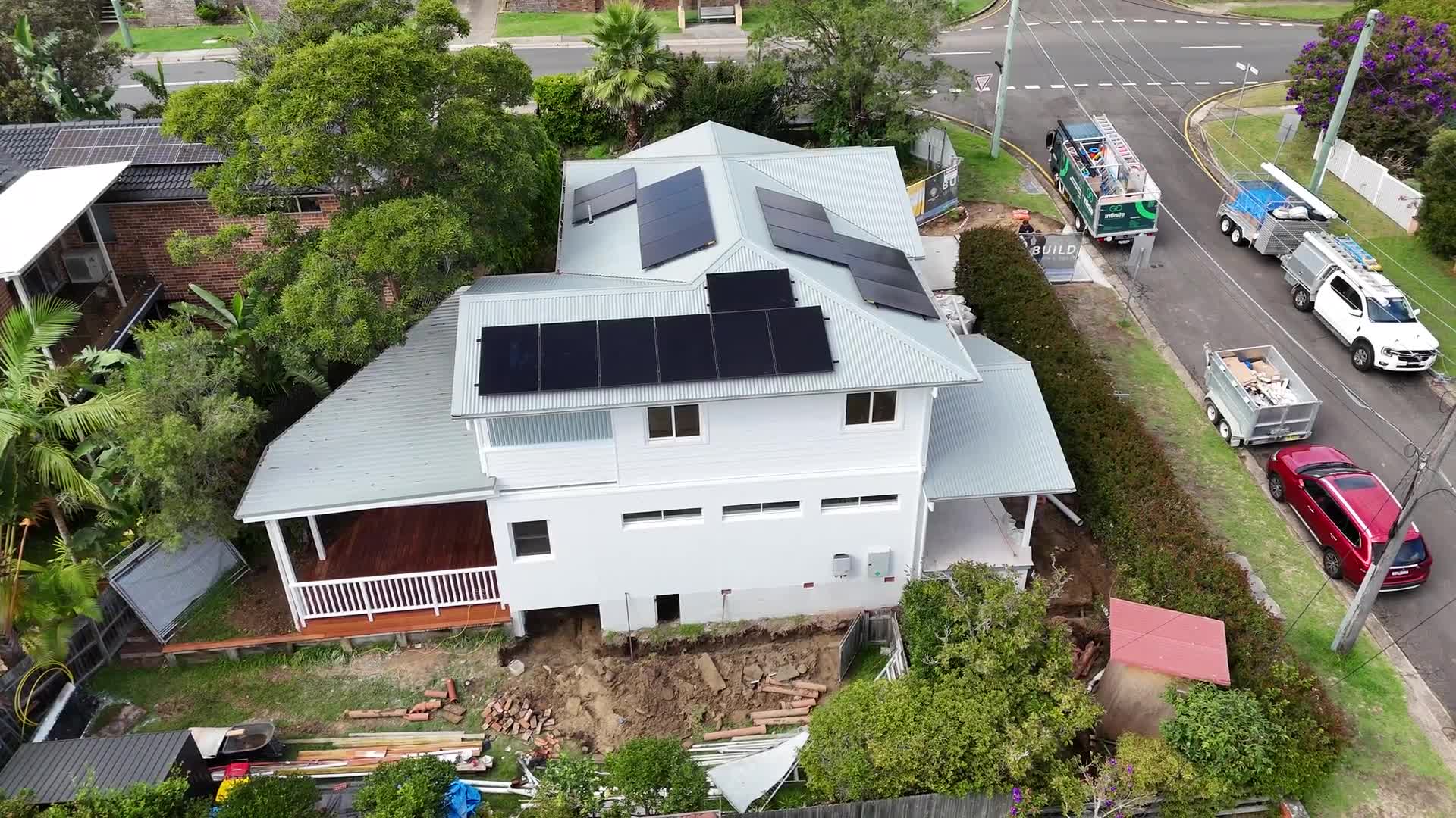 Aerial view of a recent Infinite Electrical & Solar install on Sydney's North Shore