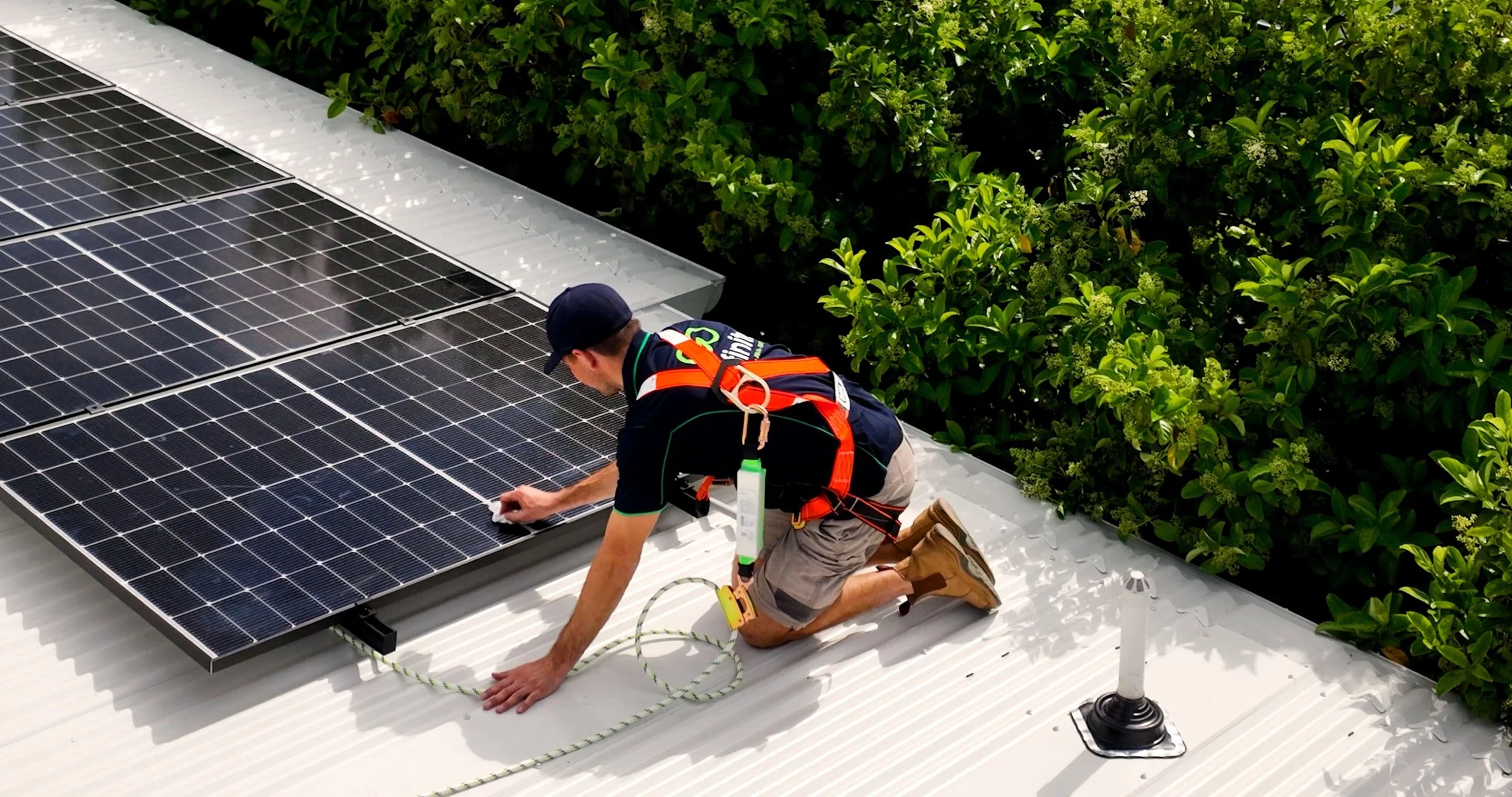 Infinite installer working on a residential solar panel install
